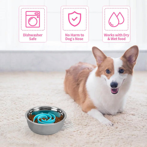 Bestalk Soft Silicone Slow Feeder Dog Bowls Insert, Suction Cups for Small, Medium, Large Dogs, Fits Basic and Elevated