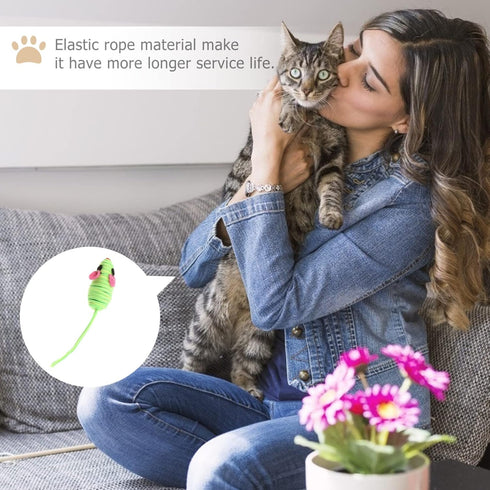 Totority Catnip Mice Cat Toy, Rubber Band Mouse with Elastic Rope for Cats, Realistic Teaser Playing Prop