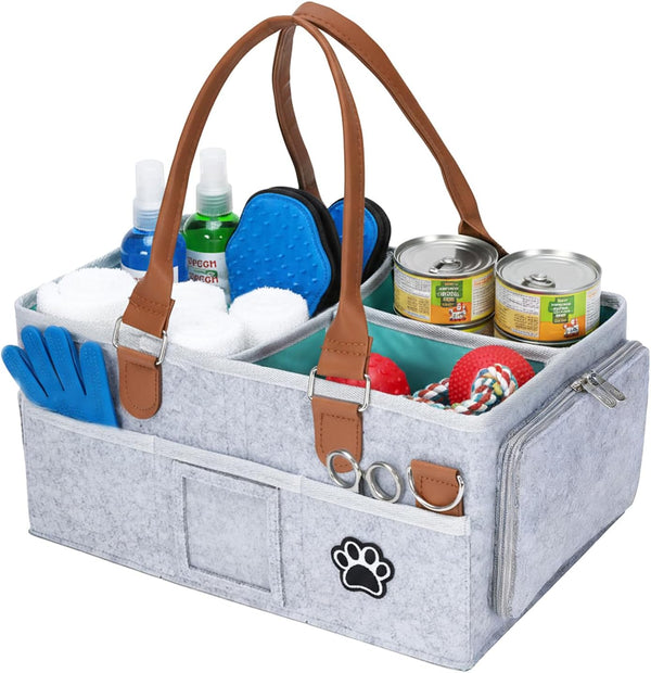 Felt Dog Grooming Bag, Pet Portable Tote Bag with Handle, Dogs Storage