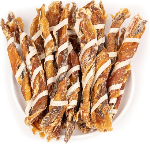 MON2SUN 5-7 Inch 15 Count 3 Inch 16 Count Triple Flavor Jerky Twist Sticks & Triple Flavor Chicken Wrapped Duck