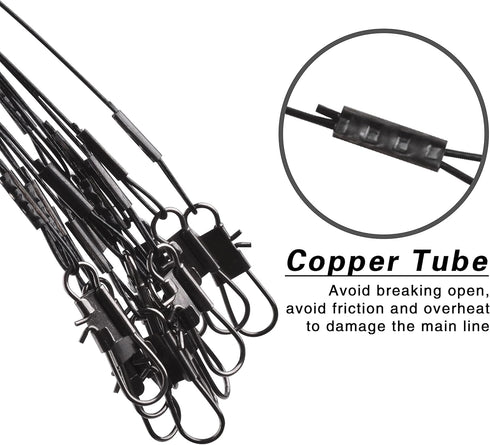 Saltwater Fishing Wire Leader with Swivels Snaps Stainless Steel Fishing Rigs for Lures Bait Hooks
