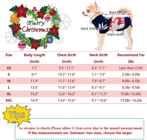 Vehomy 2Pcs Pet Puppy Christmas Sweaters Cat Sweater Kitten Knitwear Dog Xmas Clothes Navy Blue and Christmas White Sweaters with Reindeers Snowflakes Pattern for Kitten Cat Puppy Dog XL