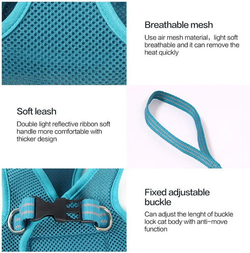 HEYWEAN Cat Harness and Leash, Ultra Light Escape Proof Kitten Collar Walking Jacket, Soft and Comfortable