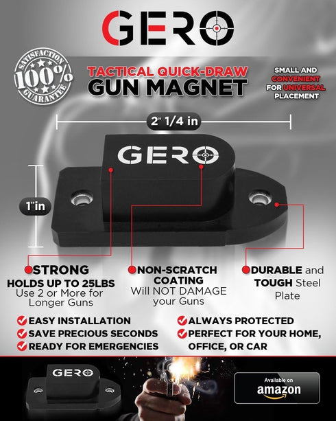 GERO Counter Tactical Quick Draw Gun Magnet Concealed Pistol Holder Handgun Fast Draw Perfect Car Gun Holster Under