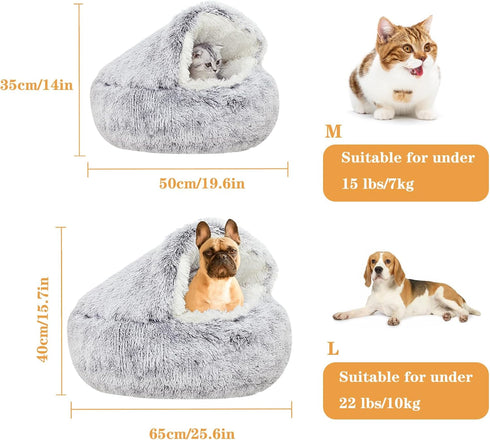 Small Dog Bed, Donut Cuddler Nest Warm Soft Plush Faux Fur Washable Dog Bed, Non-Slip Bottom for Medium Small Dogs,