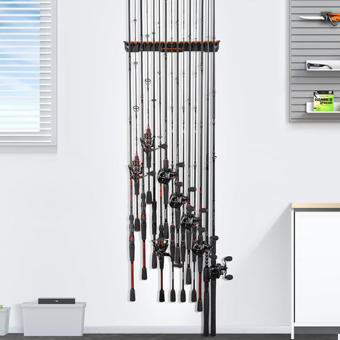 KastKing V15 Vertical Fishing Rod Holder – Wall Mounted Rack for 15 Rods or Combos, 17.25 Inches, Great Fishing Pole
