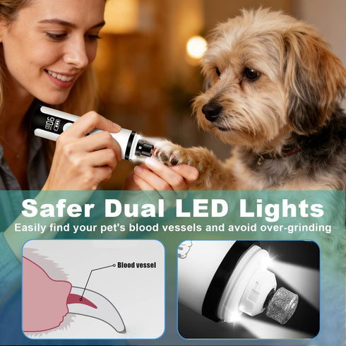 Partekavo 2026 2 3 Trimmers,2000mAh (2 New Ultra Quiet Pets Nail Grinder with Lights,Adjustable Speeds Dog Nail