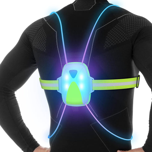 LED Reflective Running Vest with Front Light, High Visibility Gear for Men/Women Running, Cycling, Walking