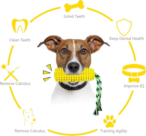 Sumind Dog Tough Corn Toys for Aggressive Chewers, Indestructible Squeaky Toothbrush Interactive Toys for Small Medium