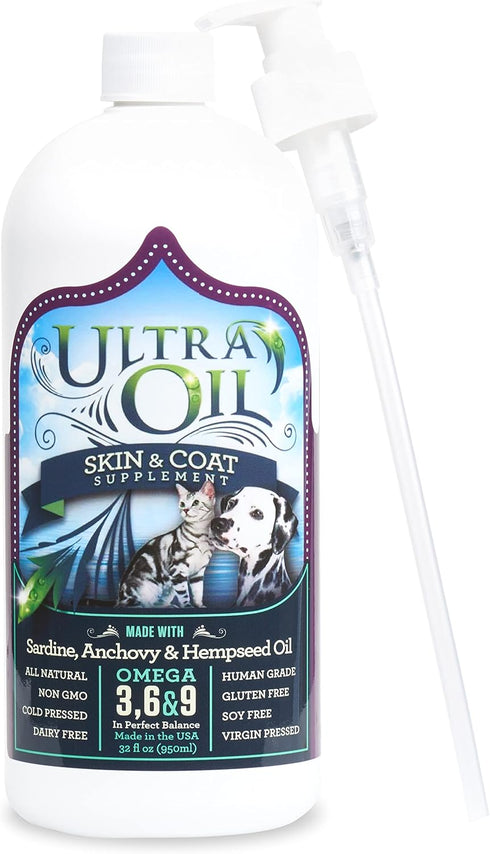 Ultra Oil Dog & Cat Supplement with Hemp, Flaxseed & Fish Oils