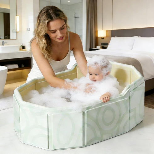 Generic 75x45cm Kid Bathtub for Shower Portable Bathing Pool Folding Tub with Drain Plug for Boys Girls Pets Cats Dogs