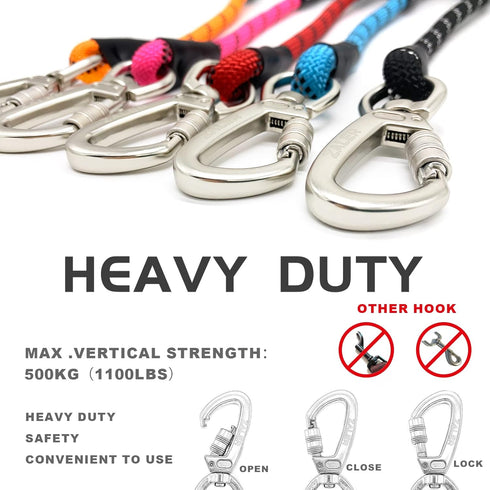 Short Dog Leash, 26 Inches Rope Traffic Leashes for Dogs, Reflective Lead with O-Ring, Heavy Duty for Large Medium