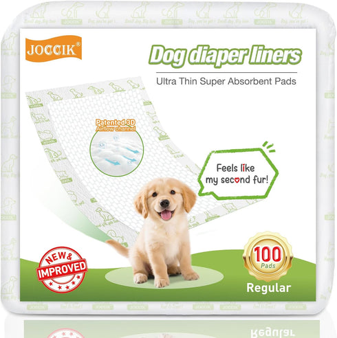 Dog Diaper Liners, 100 Count, Super Absorbent Booster Pads for Male and