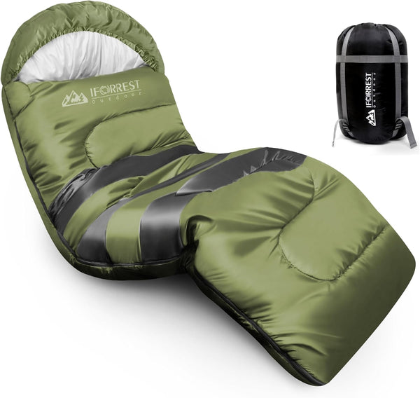 Sleeping Bag for Adults and Teens, Cold Weather Thickened Camping Bed, Extra-Wide 33In, Queen Size XL