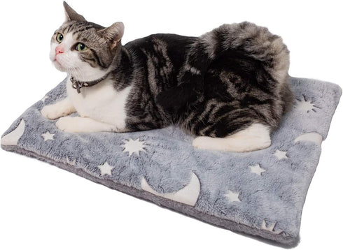 SEIS Reflective Pet Warm Mat, Winter Dog Sleeping Pad Flannel Cat Bed with Star Moon Design for Small Medium Large Dogs