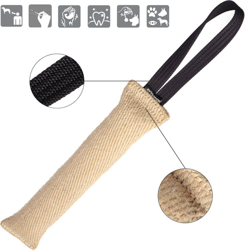 Dingo Gear Tug Toy for Dog Training - Agility Tug of War Jute Dog Bumper with Handle for Aggressive Chewers