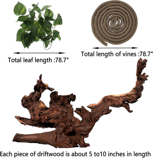 Hamiledyi Natural Coral Driftwood Decoration for Aquarium, Reptiles, Bendable Jungle Climbing Vines, Bearded Dragon,