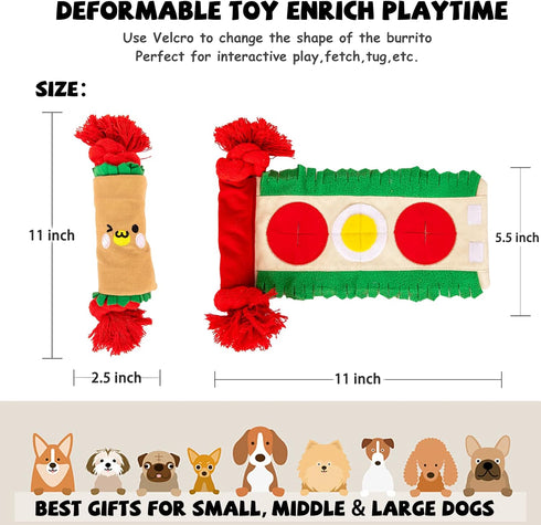 Dog Puzzle Snuffle Mat Toys, Squeaky Crinkle Treat Dispensing Tug Toy for Small Medium Large Dogs, Slow Feeder for