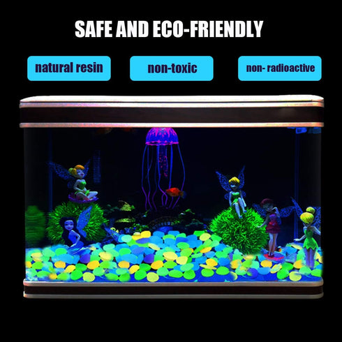 100 Pcs Colorful Glow in The Dark Pebbles for Fish Tank, Aquarium & Garden Walkway