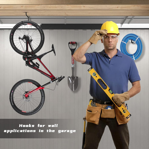 Heavy Duty Bike Hooks 6-Pack, Bicycle Storage Hanger for Ceiling, Utility Hooks for Wall, Garage, Garden Organization
