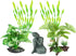 Fish Tank Decorations Set, Betta Fish Tank Accessories, Aquarium Buddha Statue and Artificial Plastic Plants Set