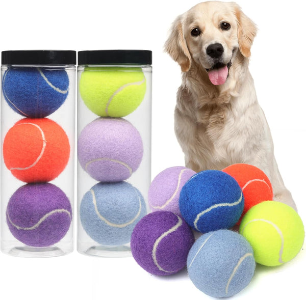 Pet Dog Playing Balls, 6 Pack Advanced Training Tennis Balls for Dogs, Good for Beginner Training, Polychrome Canned