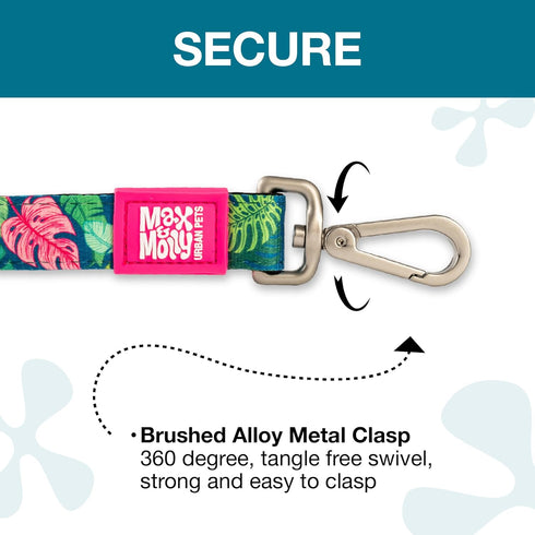 Max & Molly Classic 4 ft Dog Leash, Strong, Padded, Waterproof, Stylish Patterns for Small Dogs - Tropical