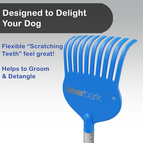 Bearbark Dog Scratcher, Extendable Long Reach Grooming Tool for Dogs, Cats, Pigs, Horses, Fun Itch Relief