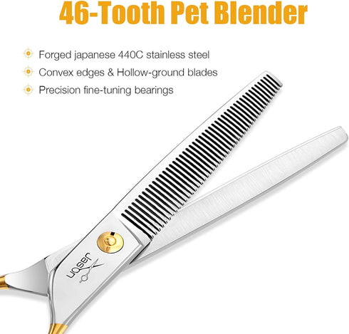 7.5" 40-Teeth Trimming JASON Thinning Shears for Dogs Dog Grooming Blending Shear Professional Pet Thinners Blender