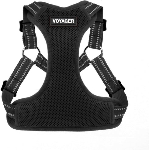 Best Pet Supplies Voyager Adjustable Dog Vest Harness - No Pull, Breathable, Reflective Stripes - Black, XS