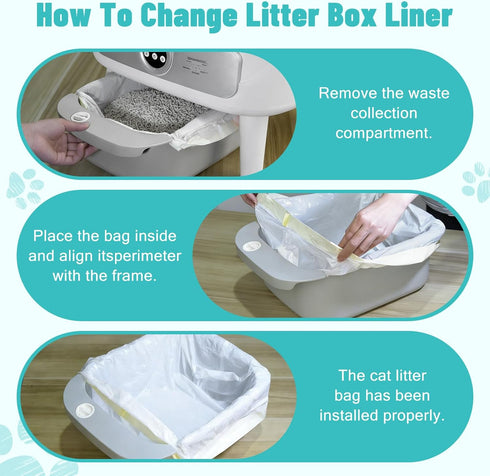 4 24.411 Inches80 Counts/4 Packs Litter Bags for Automatic Cat Litter Box, Replacement Extra Large Self-Cleaning Cat
