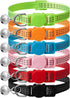 Upgraded 6 Pack Reflective Cat Collars with Bell - Breakaway Adjustable Kitten Collar for Girl & Boy Cats