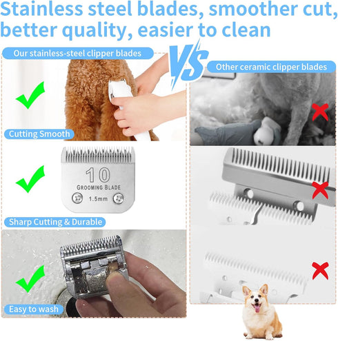MEMIRY 4FC+5FC+7FC A5, KM10 (3 Packs) Size Detachable Dog Grooming Blades, Compatible with Andis, Oster Wahl Series