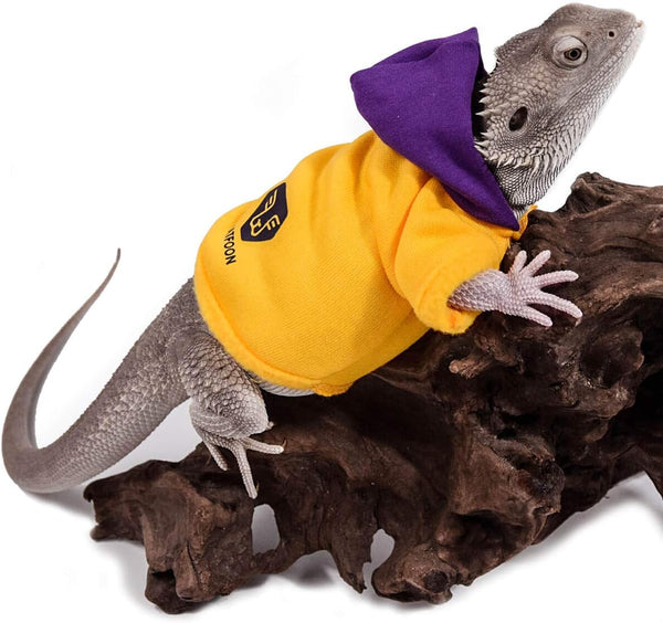 WATFOON Bearded Dragon Clothes Tank Accessories Costume Handmade Warm Coat Jacket for Small Animals (Purple/Yellow)