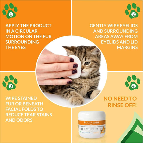 (60 I-LID N LASH Vet Dog Eye Wipes - Tear Stain Preventer for Dogs Wipes) | Prevents Puppy Tear Stains with Hyaluronan