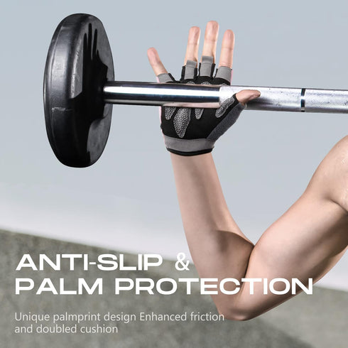LIFECT Essential Breathable Workout Gloves, Weight Lifting Fingerless Gym Exercise Gloves with Curved Open Back