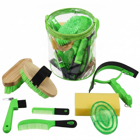 Cunhill 9 Pcs Horse Grooming Kit Tack Room Supplies Set with Tote