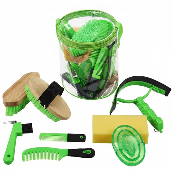 Cunhill 9 Pcs Horse Grooming Kit Tack Room Supplies Set with Tote
