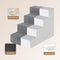 EHEYCIGA 4-Step Dog Stairs for Bed, 18”H, Non-Slip Indoor Ramp for Small Dogs and Cats, Grey