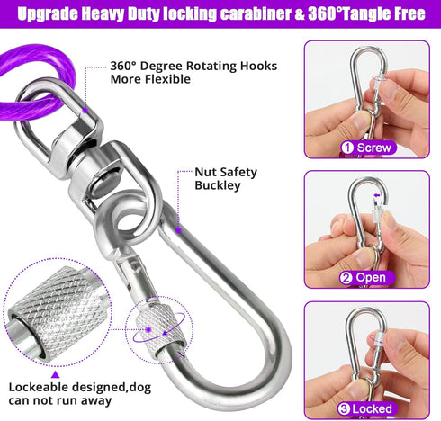 Jenico 100 FT Dog Tie Out Cable with Swivel Hook, Outdoor Tether for Small to Medium Pets, Rust-Proof Training Line