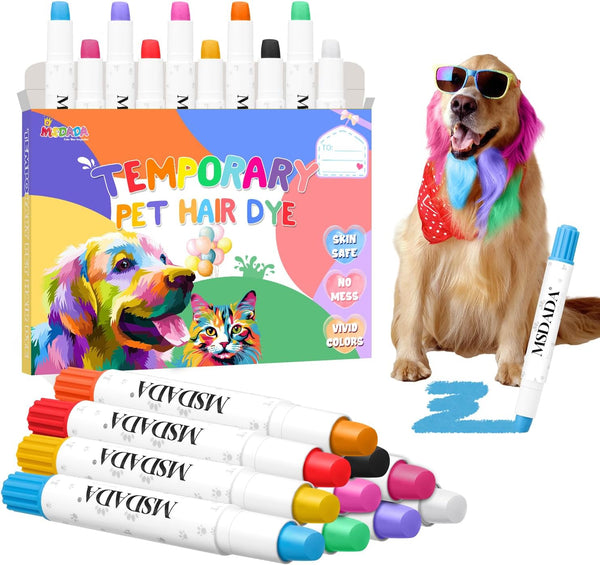 10 Color Washable Dog Hair Dye Paint, Temporary Pet Fur Markers, Safe Hair Color Crayons for Pets