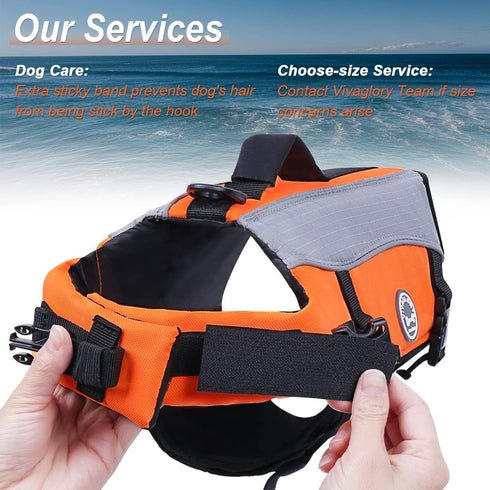 VIVAGLORY Front Float Dog Life Vest, Dog Jacket for Swimming & Boating, Ripstop & Buoyancy for Puppy, XXS, Bright Orange