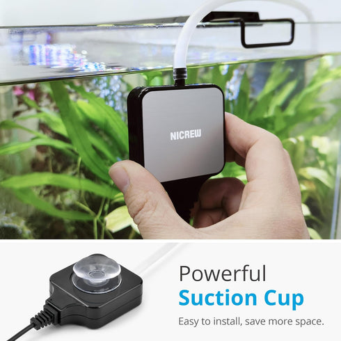 NICREW Nano Silent Aquarium Air Pump, Electric Aerator with Accessories for Up to 10 Gallon Fish Tank