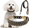 Rhinestone Dog Collar with Leash, Bling Diamond Adjustable Pet Collars, Sparkly Crystal Studded Microfiber Leather for