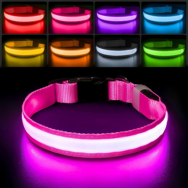 PcEoTllar Light Up Dog Collar for Night Walking, LED Rechargeable Color Changing, Waterproof for Large Medium Small Dogs