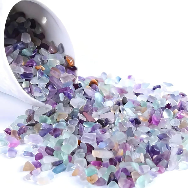 1lb Fluorite Aquarium Gravel Rocks, Natural Tumbled Healing Crystal Chips for Fish Tank Decor and Planters