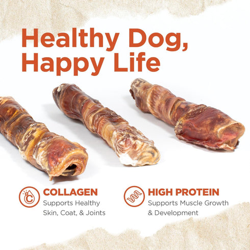 Natural Farm Power Beef Sticks Dog Chews, 6”, 15-Pack, Premium Beef Cheek Wrapped in Beef Esophagus