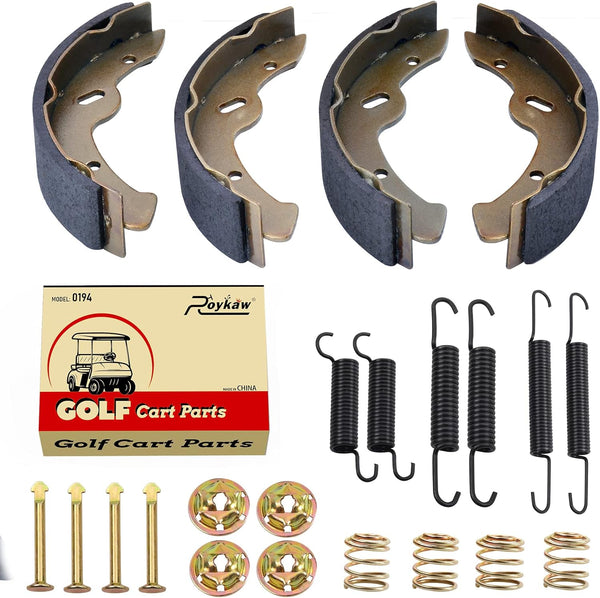 Roykaw EZGO Brake Shoes Pads and Spring Kit for 1996-Up TXT/ST350/Workhorse, Yamaha 1993-Up G14, G16, G19-G22