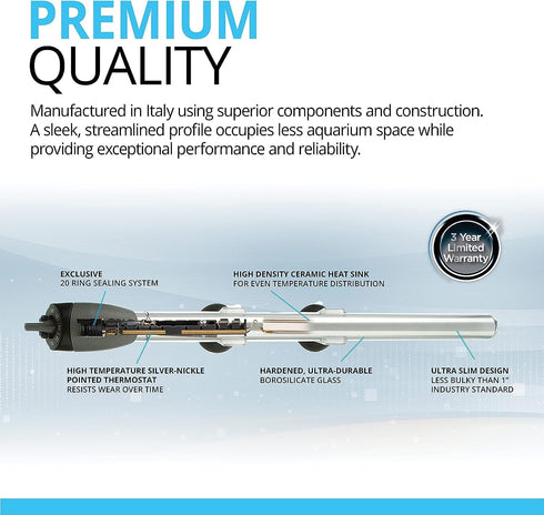 Fluval M 200-Watt Submersible Aquarium Heater, Compact Heating for Fresh & Saltwater Tanks