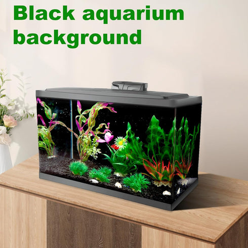Black Aquarium Background Static Cling, 78.7"x15.7" Vinyl Fish Tank Poster, Self Adhesive Aquarium Wallpaper Decorations